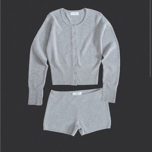 Wool cardigan and short set